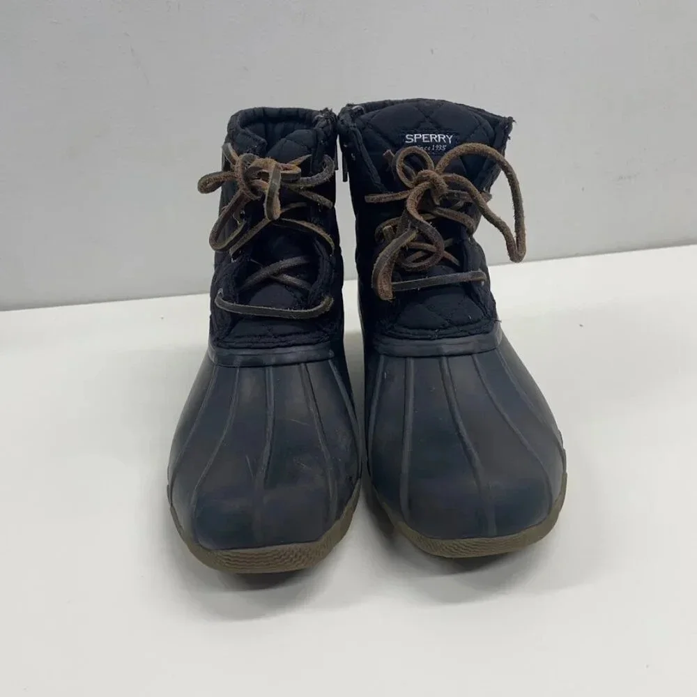 Girls Sperry Saltwater Core Black Rubber Boots [STS94063] Size 3